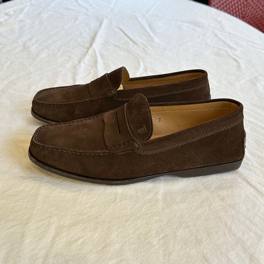 Tod's Mens Brown Suede Driving Moccasins, Size 7